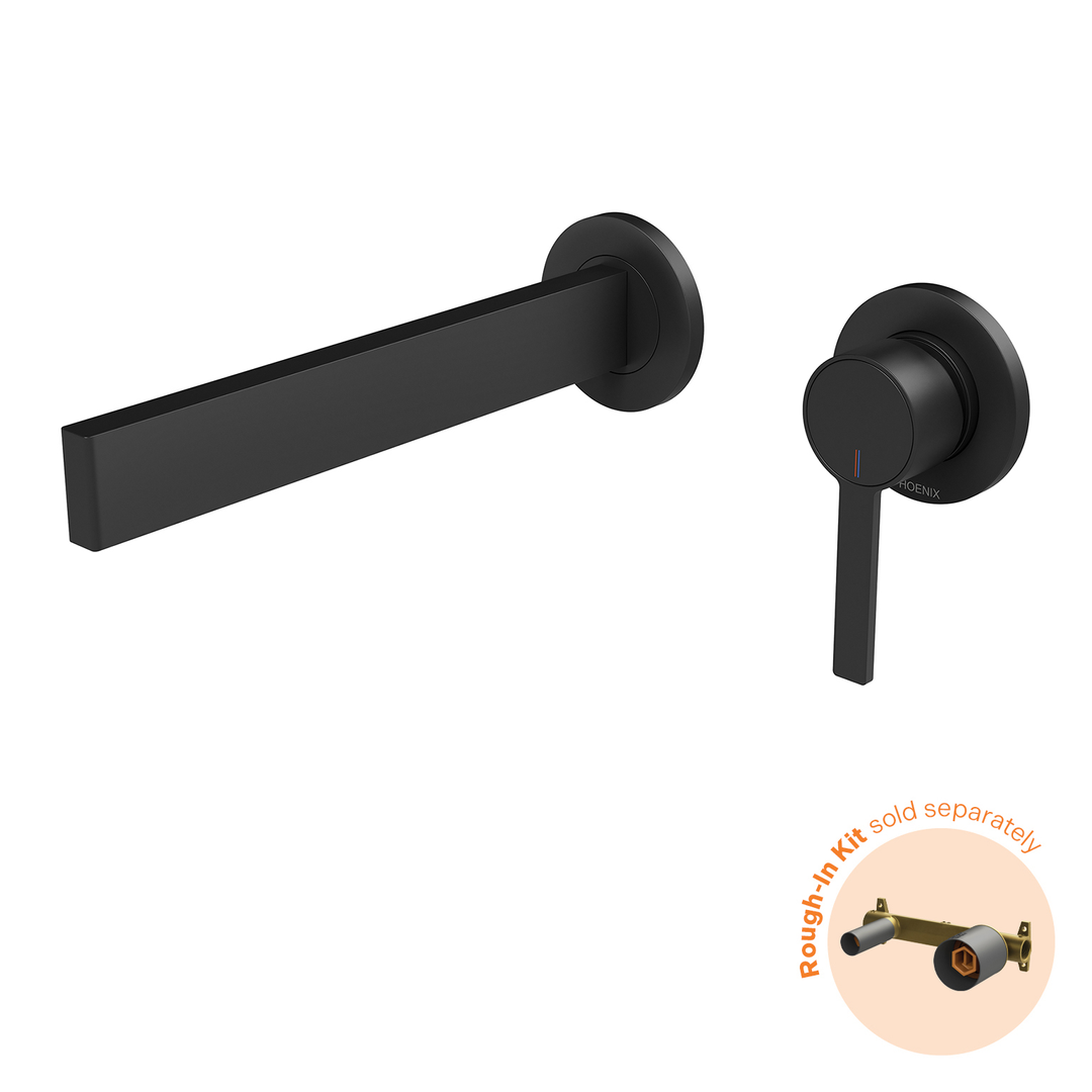 Phoenix Lexi Mkii Switchmix Wall Basin Mixer Set 200Mm Fit-Off Kit Matte Black