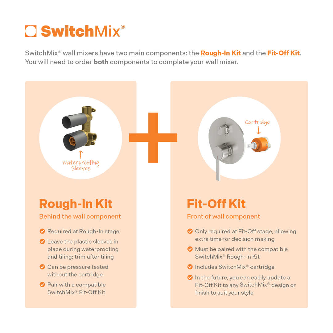 Phoenix Lexi Mkii Switchmix Shower / Bath Diverter Mixer Fit-Off Kit Chrome
