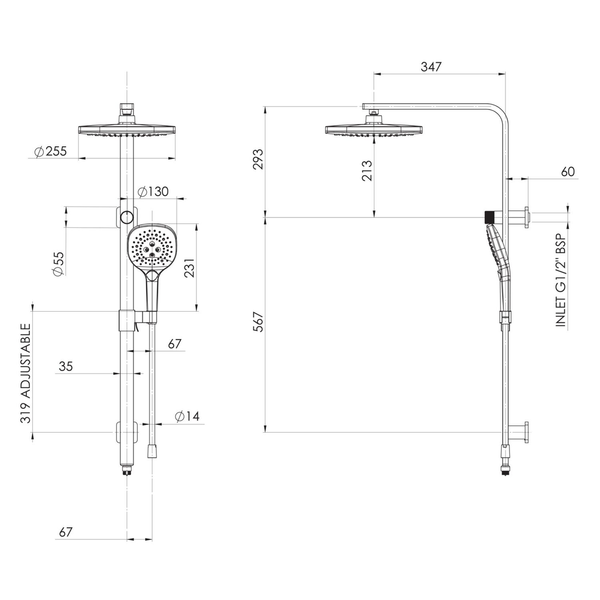 Phoenix Nuage Twin Shower Matte White