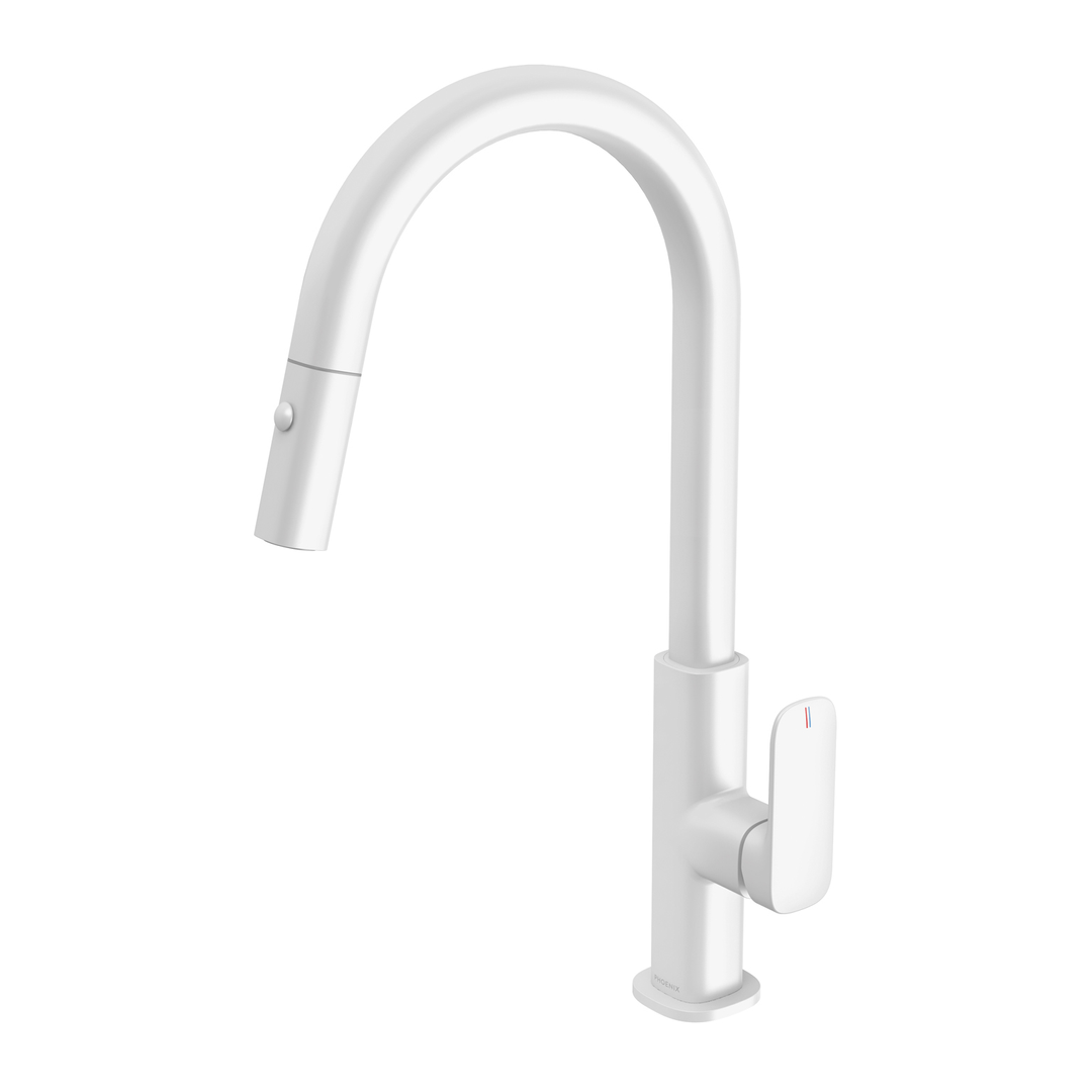 Phoenix Nuage Pull Out Sink Mixer 200mm Matte White