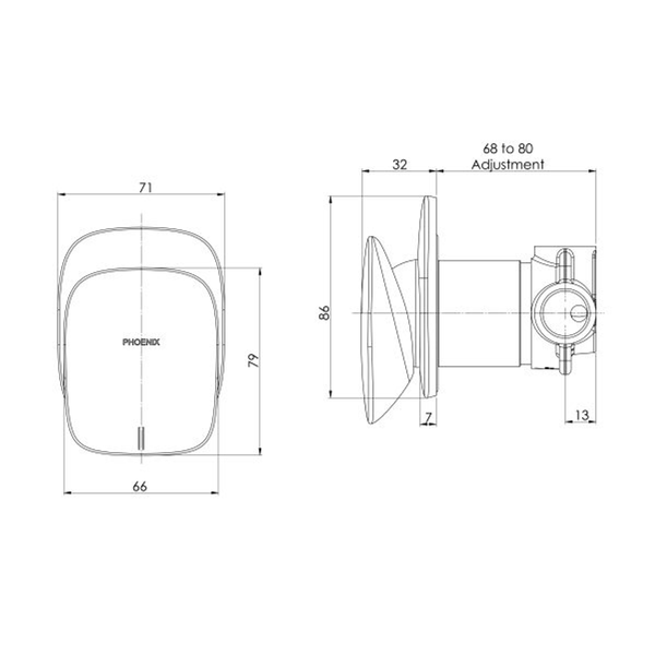 Phoenix Nuage Shower/Wall Mixer Brushed Carbon