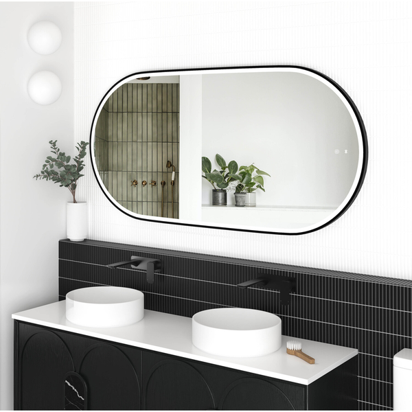 Otti Led Noosa 1500X750 Black Metal Frame Mirror