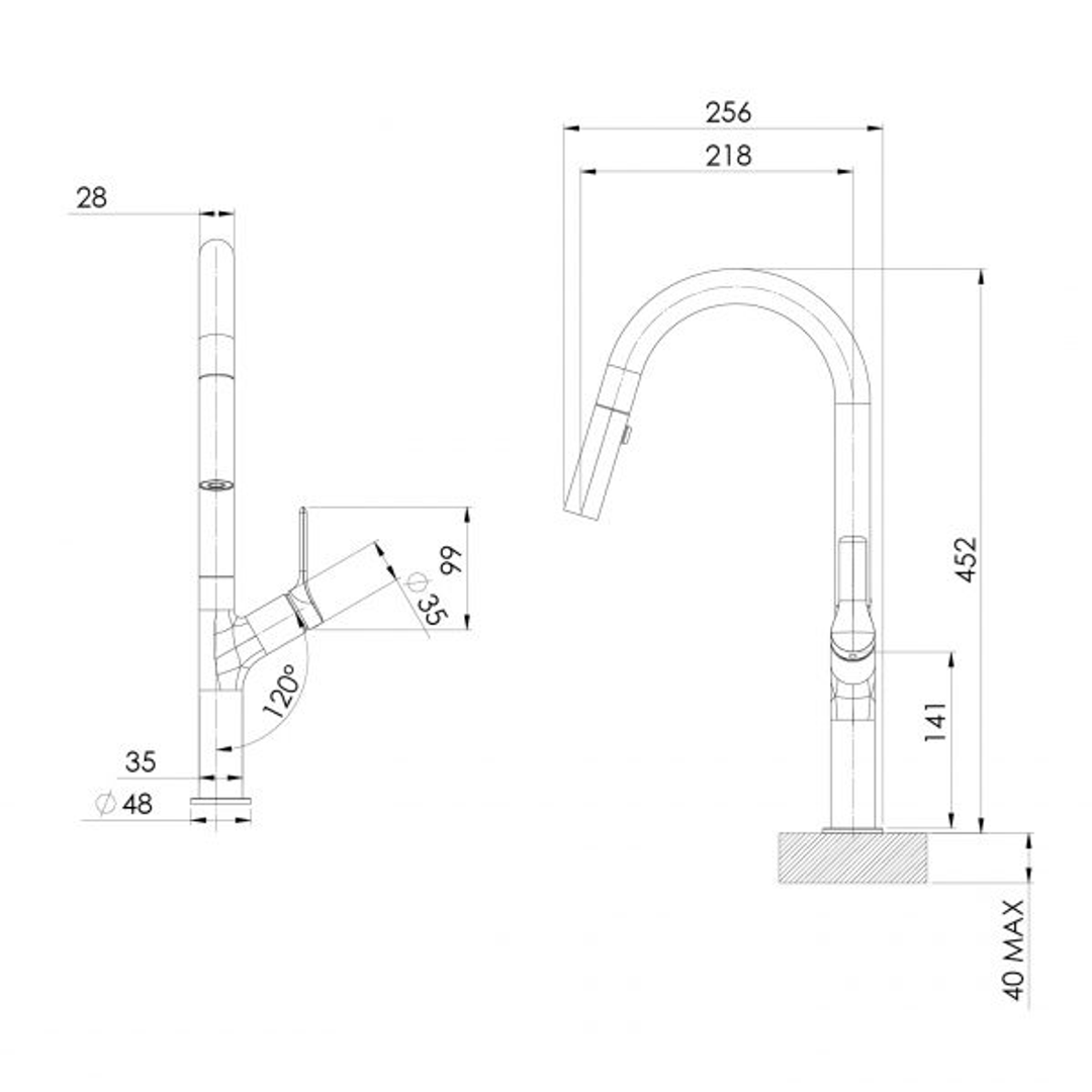 Phoenix Linq Pull Out Sink Mixer S/Steel 1137120511