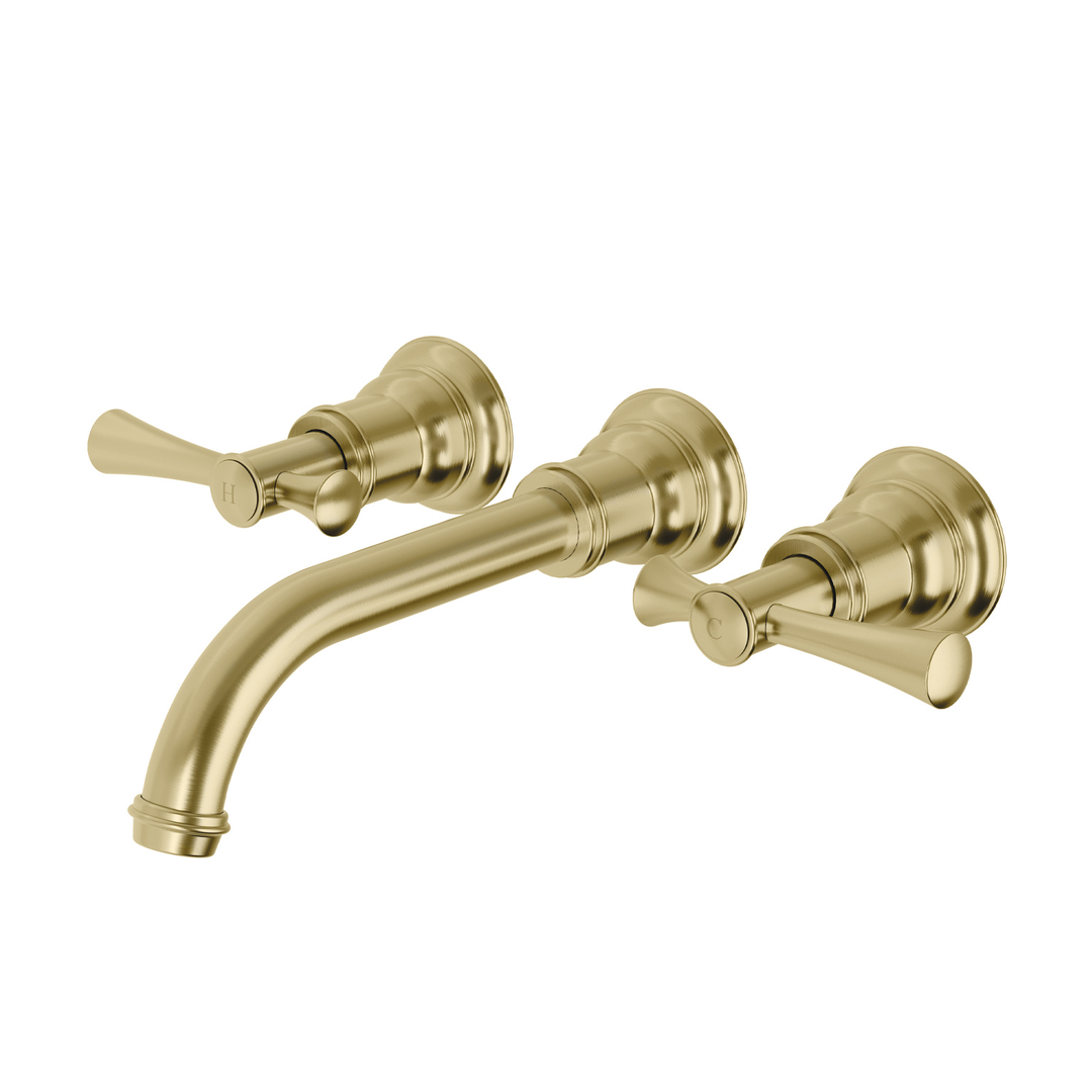 Phoenix Cromford Wall Basin / Bath Tap Set Brushed Gold