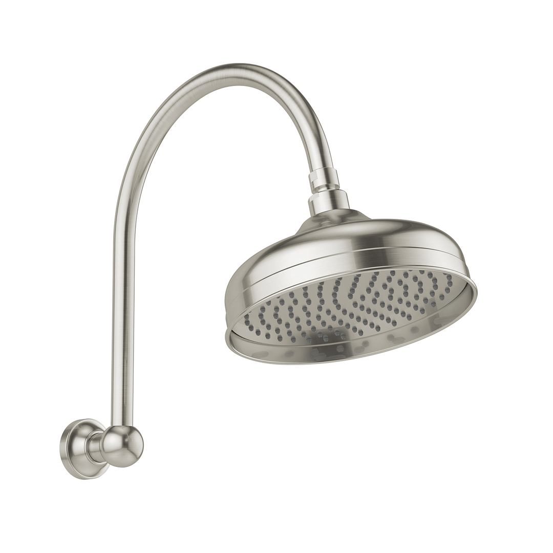 Phoenix Cromford Hi Rise Shower Arm & Rose 210Mm Brushed Nickel