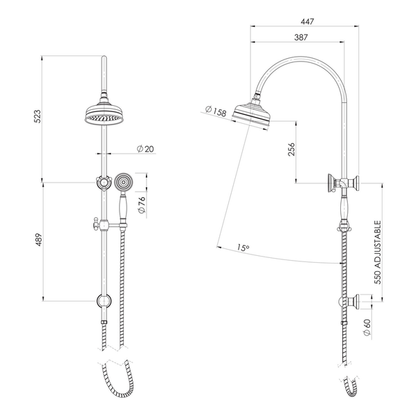 Phoenix Cromford Twin Shower Brushed Bronze