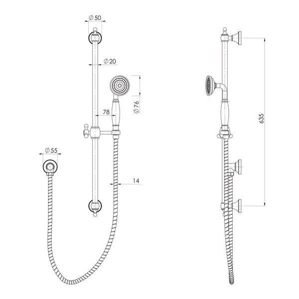 Phoenix Cromford Rail Shower Brushed Bronze