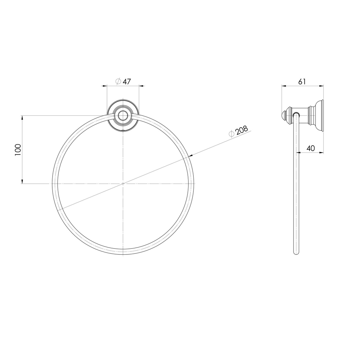 Phoenix Cromford Hand Towel Holder Brushed Gold