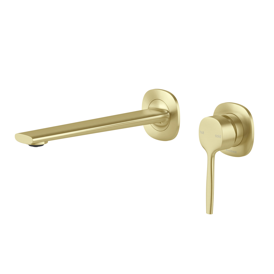 Phoenix Vask Switchmix Wall Basin / Bath Mixer Set 200Mm  Brushed Gold