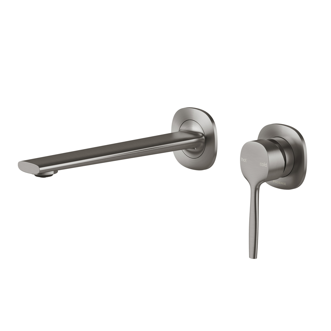 Phoenix Vask Switchmix Wall Basin / Bath Mixer Set 200Mm  Brushed Carbon