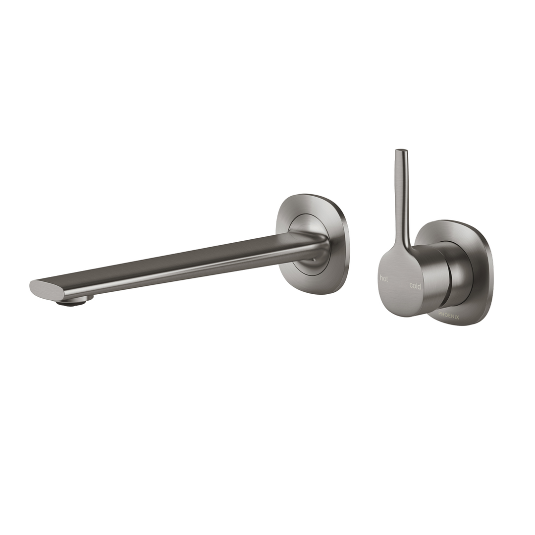 Phoenix Vask Switchmix Wall Basin / Bath Mixer Set 200Mm Pin Up Brushed Carbon