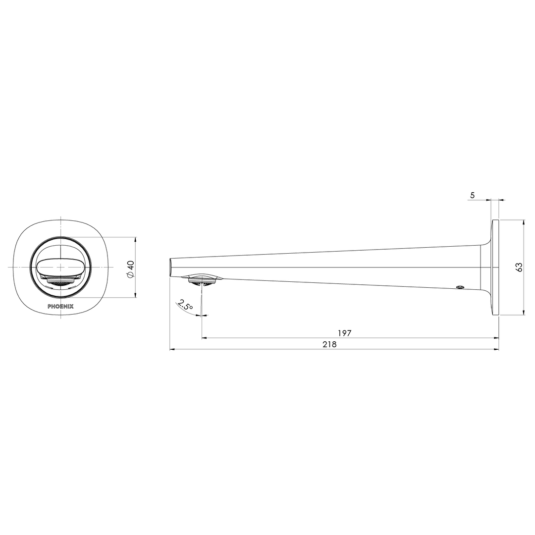 Phoenix Vask Wall Basin / Bath Outlet 200Mm Brushed Bronze