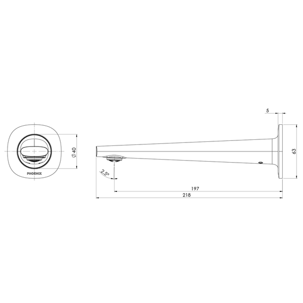 Phoenix Vask Wall Basin / Bath Outlet 200Mm Brushed Bronze