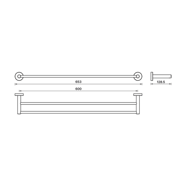 Brasshards Mixx Chia Double Towel Rail 600Mm Matt Black