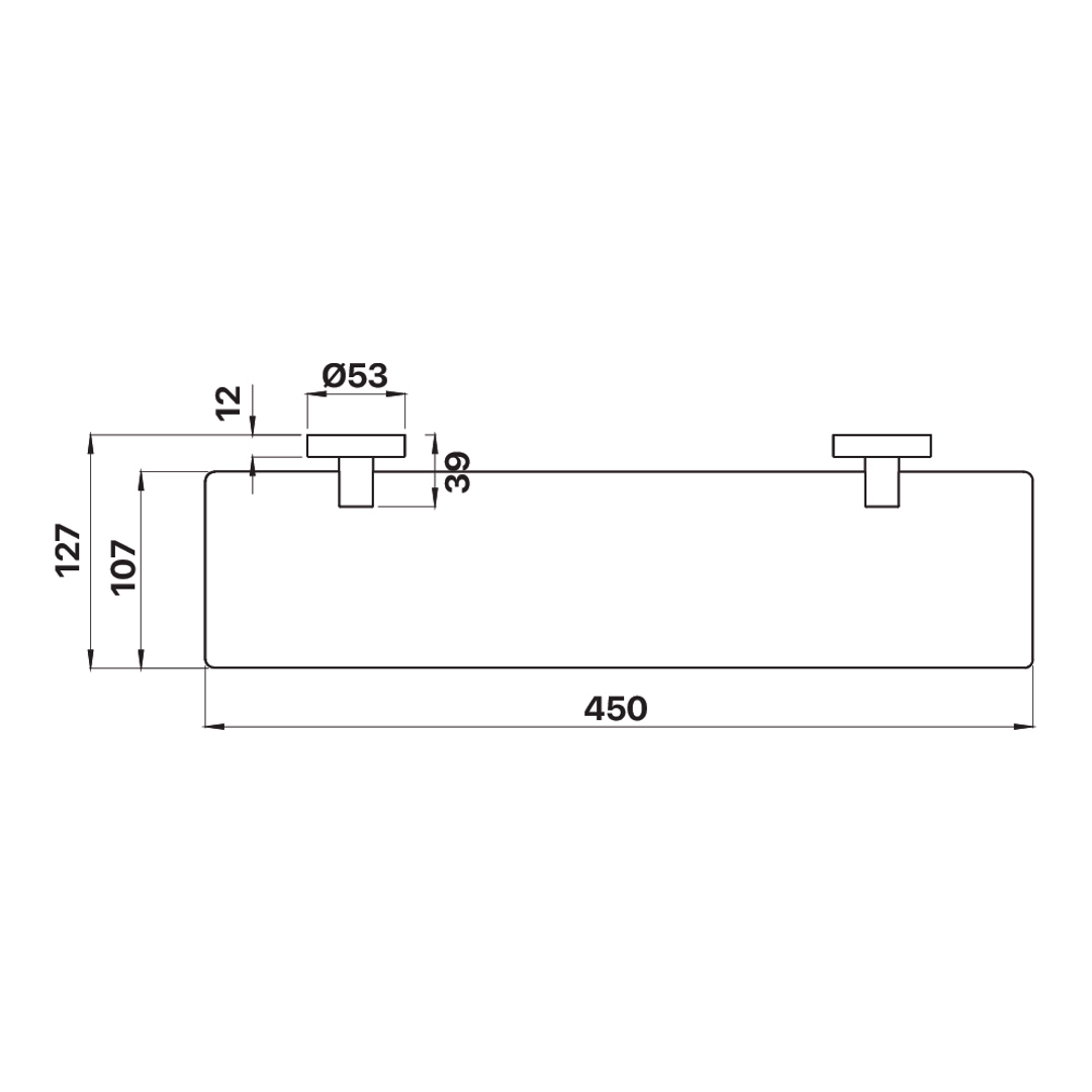 Brasshards Mixx Chia Glass Shower Shelf 450Mm Chrome