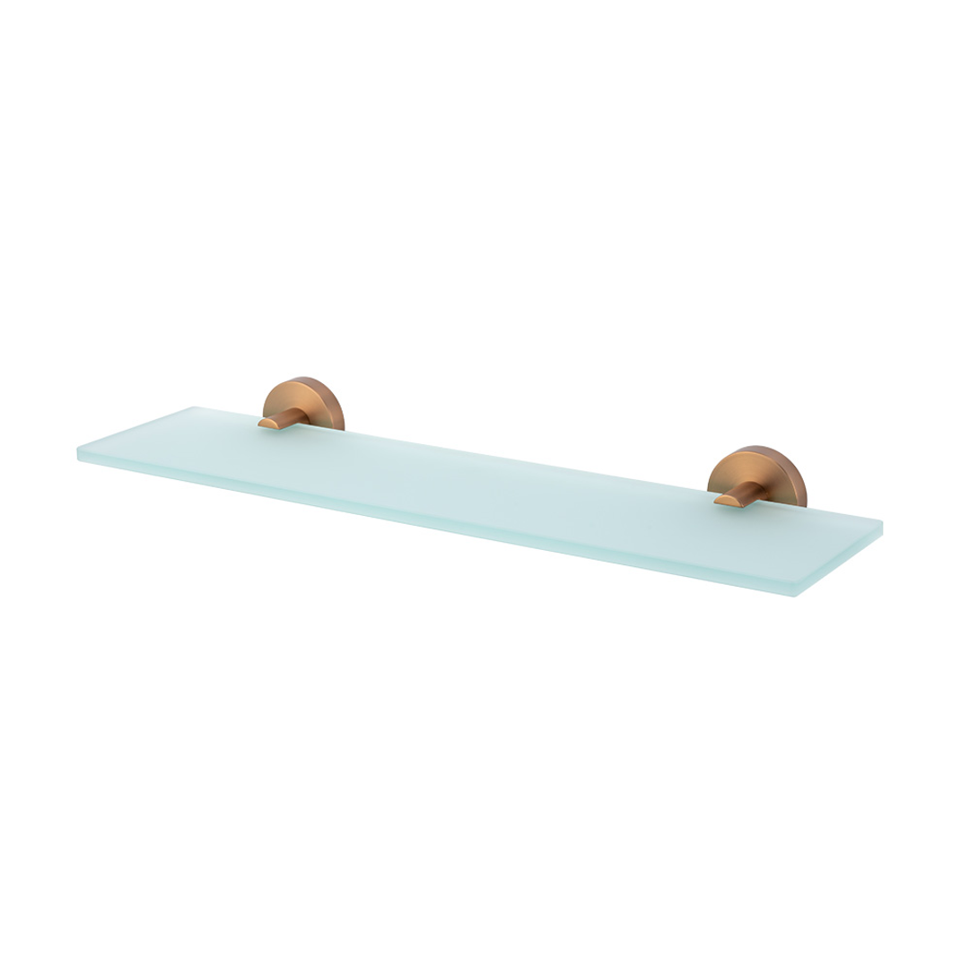 Brasshards Mixx Chia Glass Shower Shelf 450Mm Brushed Bronze