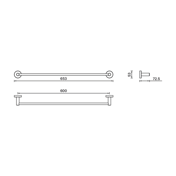 Brasshards Mixx Chia Single Towel Rail 600Mm Gun Metal