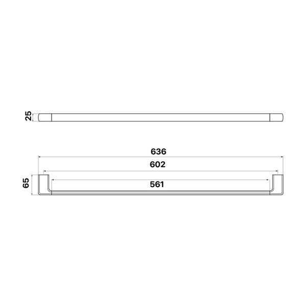 Brasshards Mixx Sandalwood Single Towel Rail 600Mm Matt Black