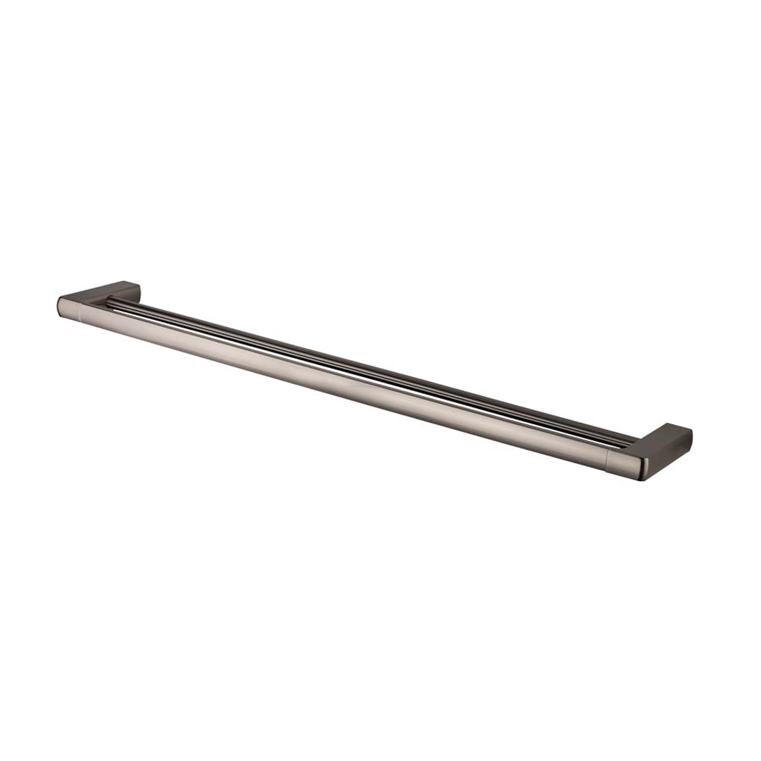 Brasshards Mixx Sandalwood Double Towel Rail 800Mm Brushed Nickel