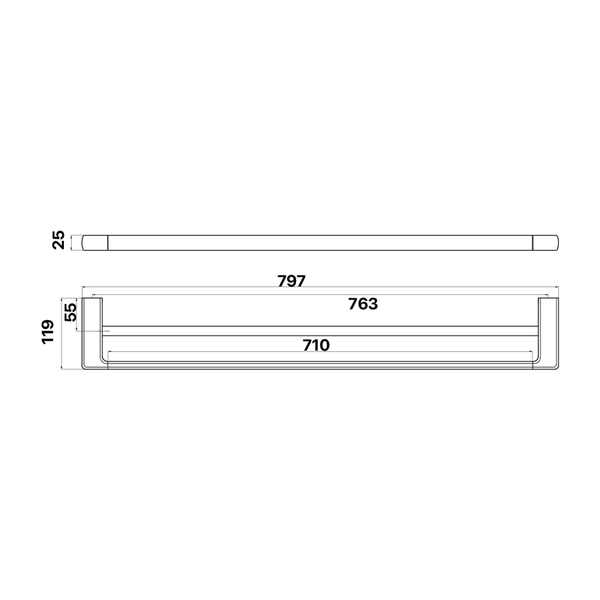 Brasshards Mixx Sandalwood Double Towel Rail 800Mm Brushed Bronze