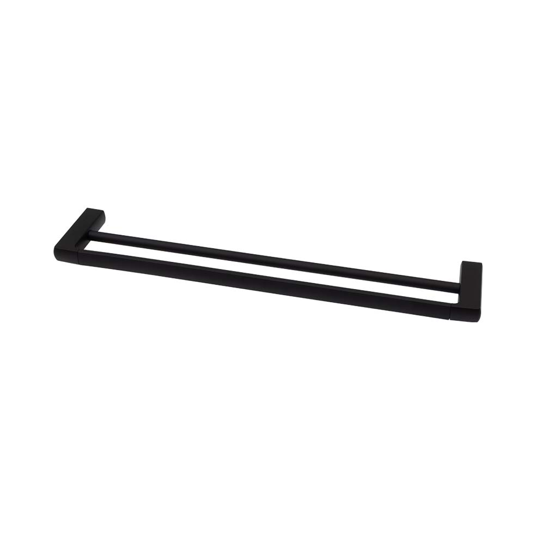Brasshards Mixx Sandalwood Double Towel Rail 600Mm Matt Black