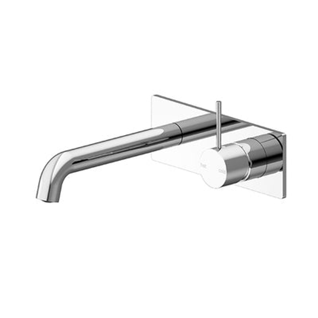 Nero Mecca Wall Basin Mixer Handle Up 185mm Spout Chrome