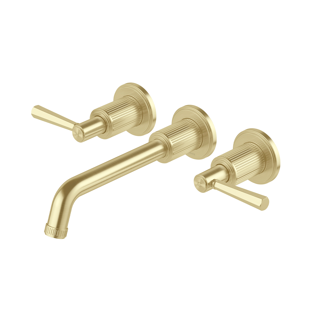 Phoenix Wiltern Wall Basin / Bath Tap Set 190Mm Brushed Gold