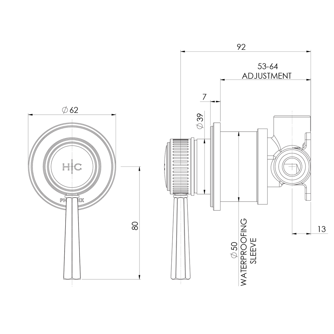 Phoenix Wiltern Switchmix Shower / Wall Mixer Brushed Carbon