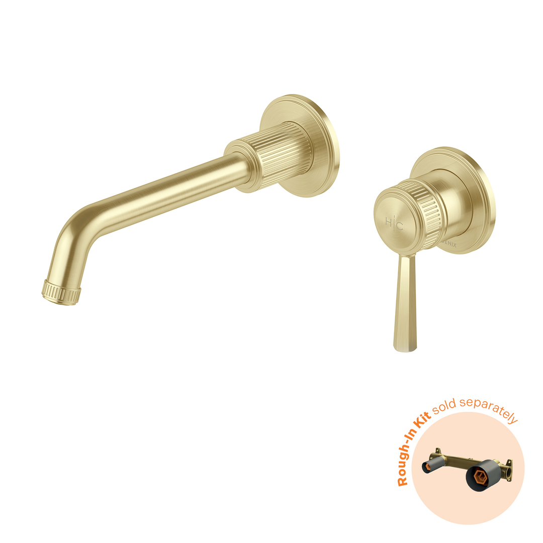 Phoenix Wiltern Switchmix Wall Basin / Bath Mixer Set Fit-Off Kit 190Mm Brushed Gold