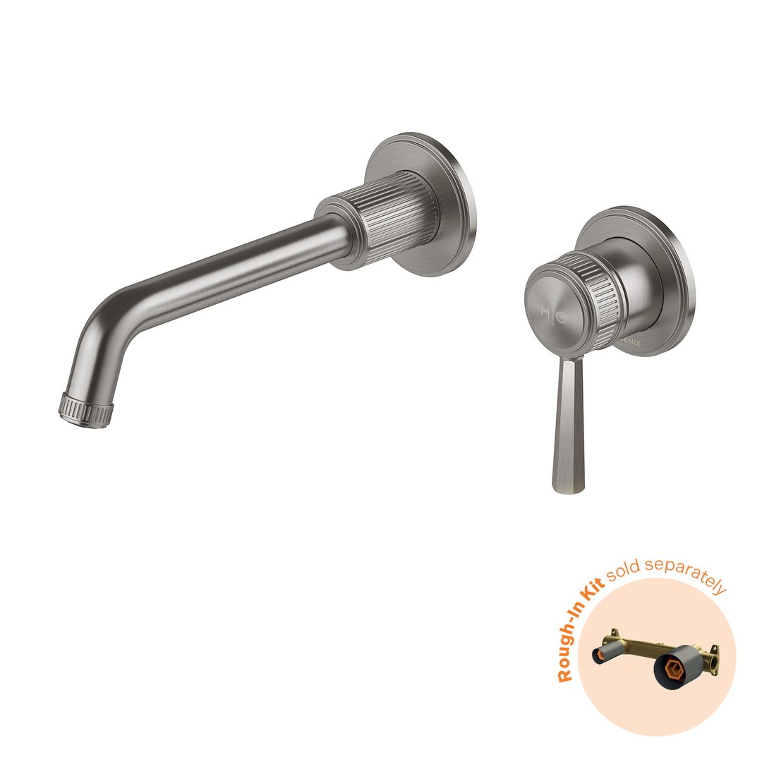 Phoenix Wiltern Switchmix Wall Basin / Bath Mixer Set Fit-Off Kit 190Mm Brushed Carbon