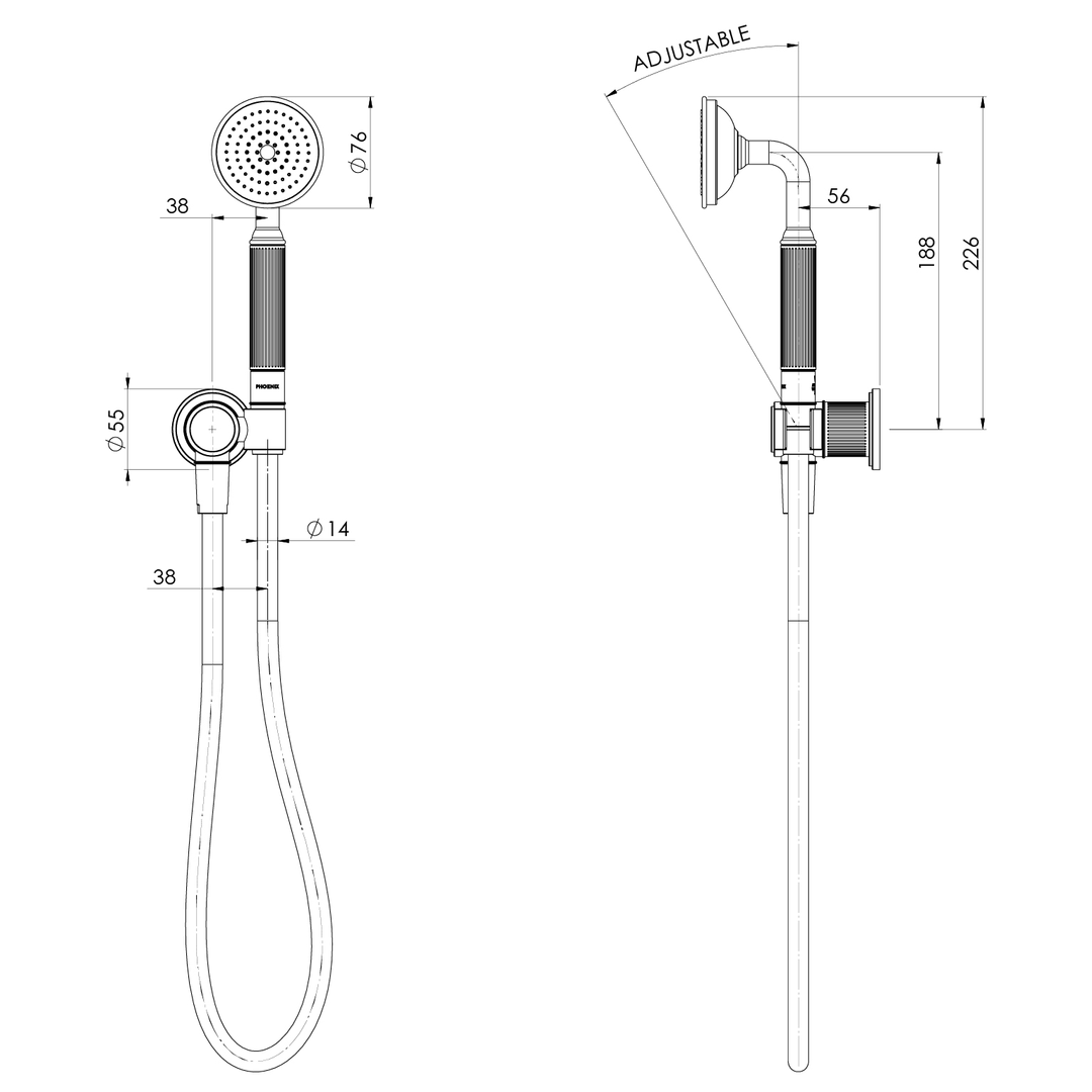 Phoenix Wiltern Hand Shower Brushed Nickel