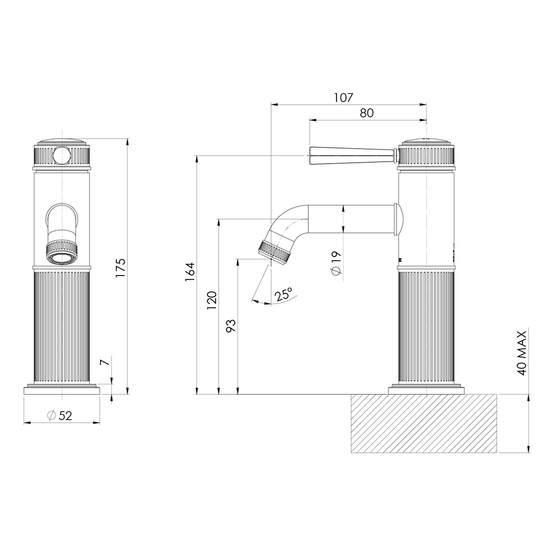 Phoenix Wiltern Basin Mixer Brushed Carbon
