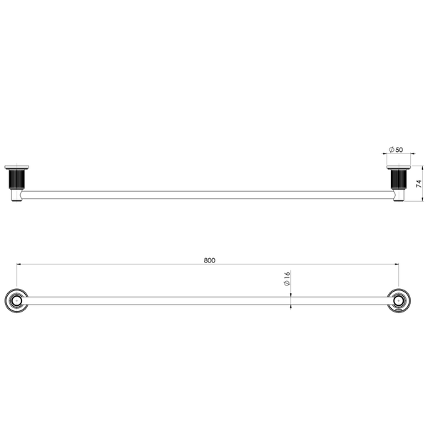 Phoenix Wiltern Single Towel Rail 800Mm Chrome