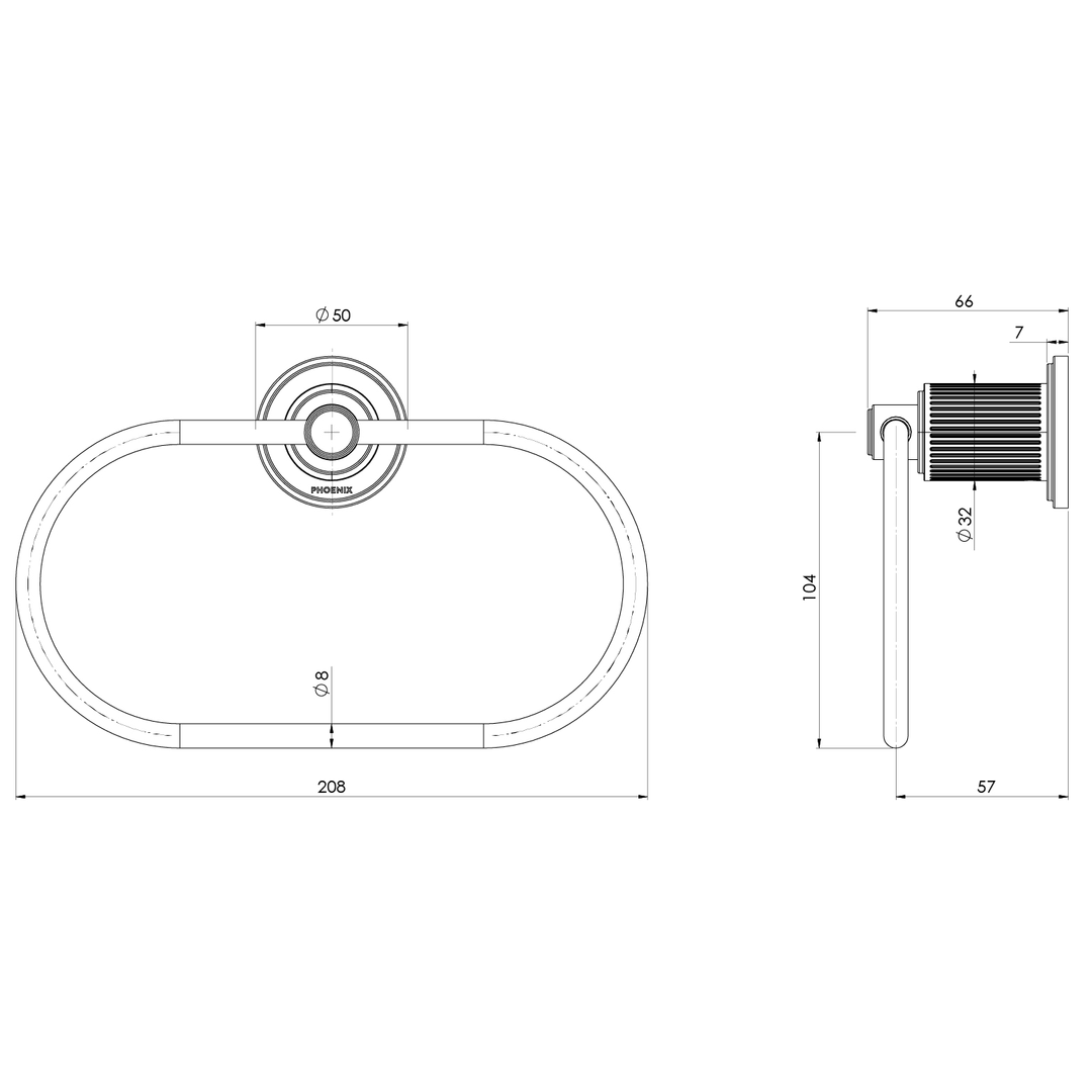 Phoenix Wiltern Hand Towel Holder Brushed Carbon