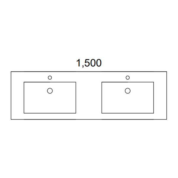 Timberline Kansas Wall Hung Vanity 1500mm Double Bowl