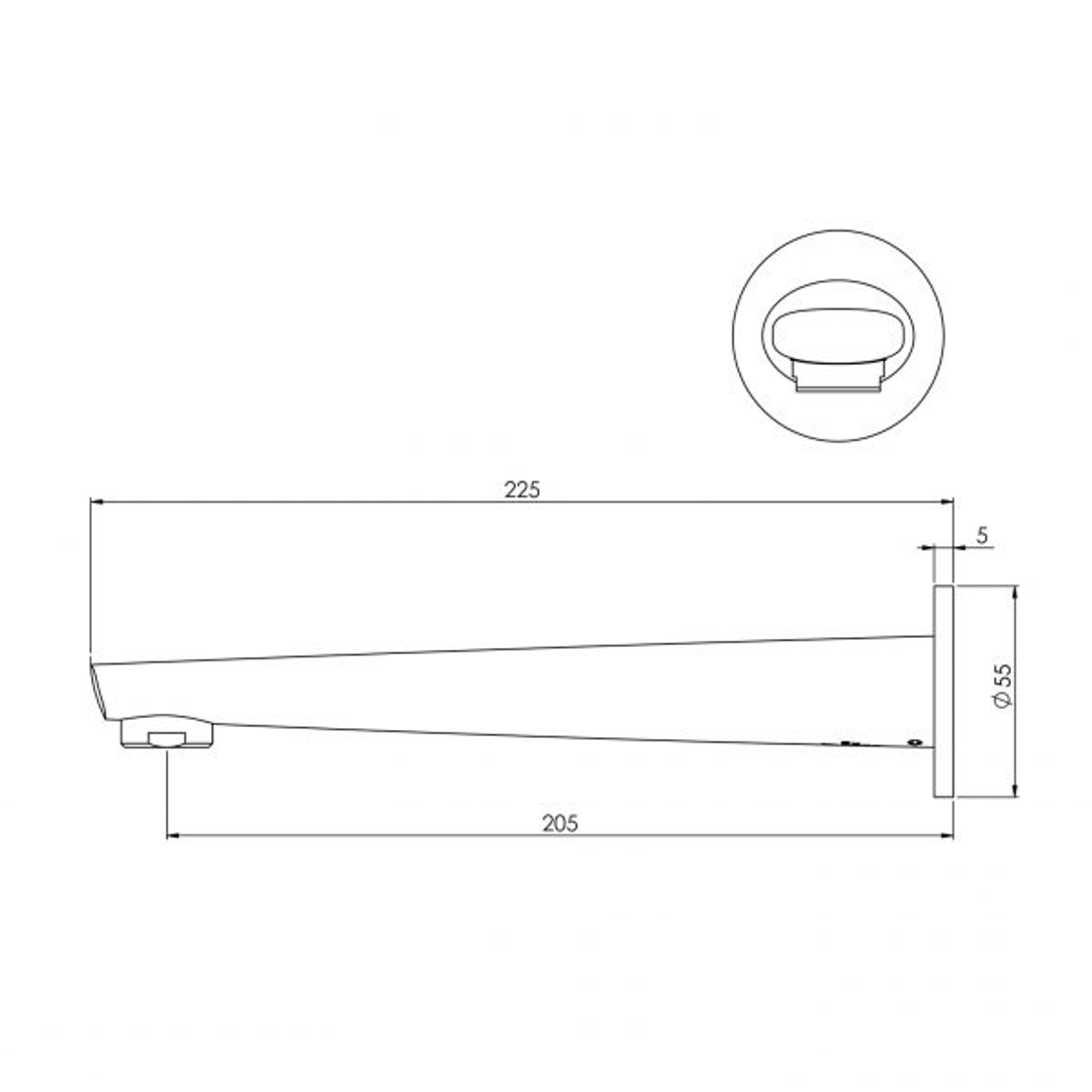 Phoenix Arlo Wall Bath Outlet 200mm Matte Black 151-7620-10