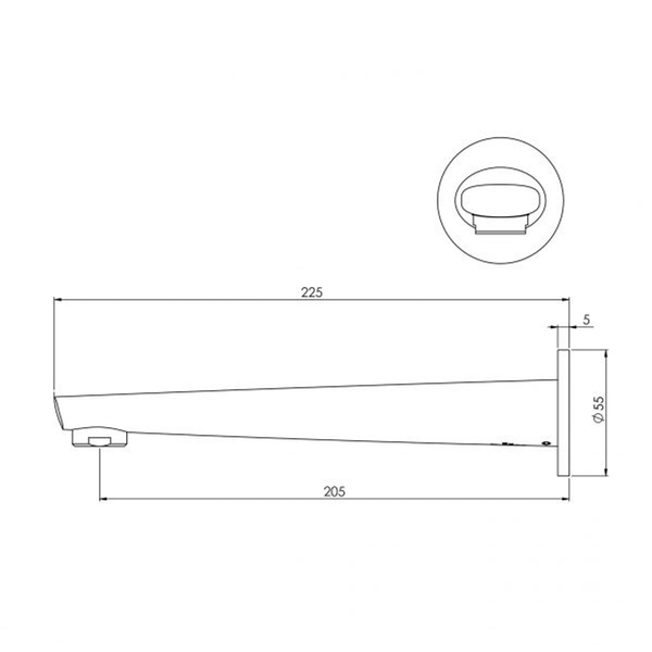 Phoenix Arlo Wall Bath Outlet 200mm Matte Black 151-7620-10