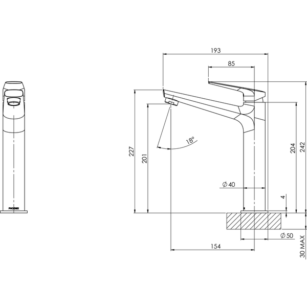 Phoenix Arlo Vessel Mixer Chrome 151790000