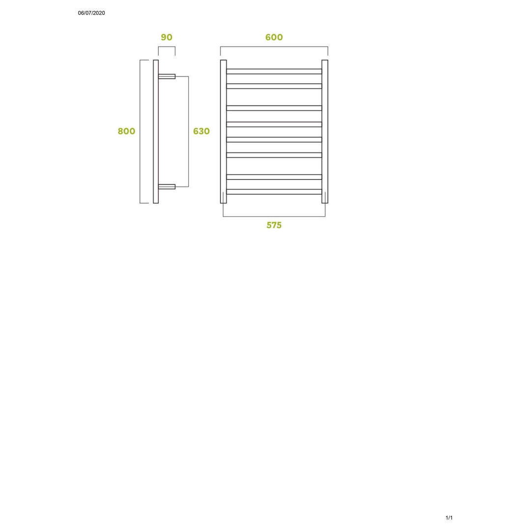 Alexander Elan 60S - 8 Bar Heated Towel Rail Square  S/S