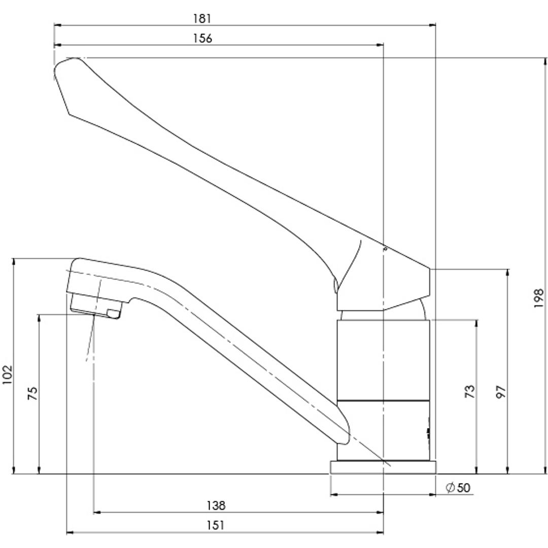 Phoenix Ivy Mkii Extended Handle Swivel Basin Mixer Chrome 155771000