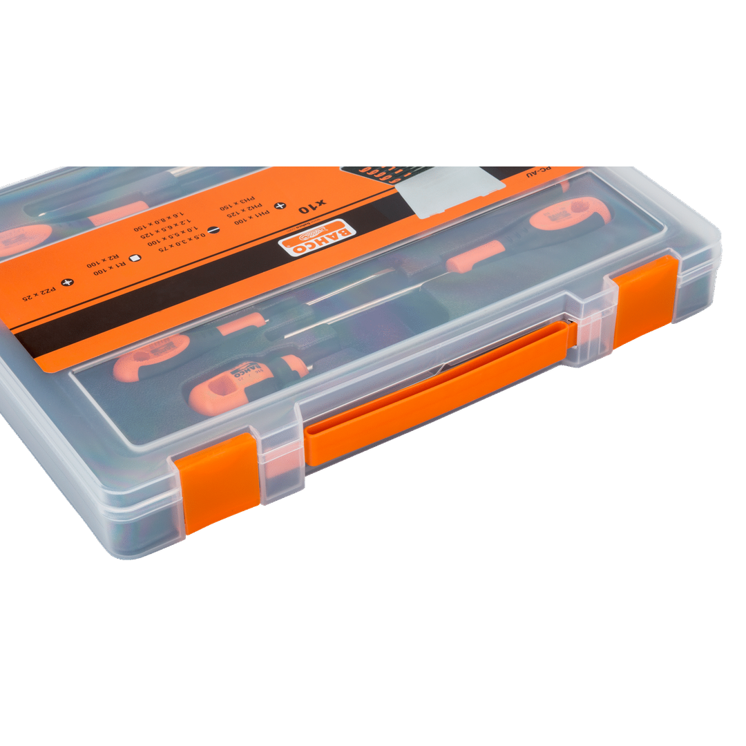 Bahco 10 Pcs Screwdriver Set In Plastic Case 605-10-Pc-Au