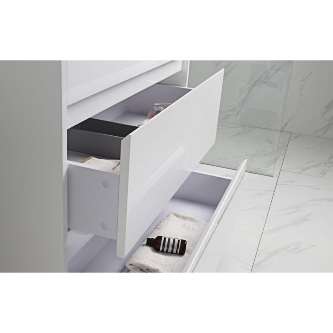 Aulic Leona 1500mm Freestanding Double Vanity - Snow Flat Stone Top