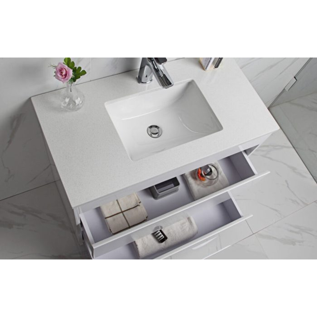 Aulic Leona 1500mm Freestanding Vanity - Undermount Basin with Snow Stone Top