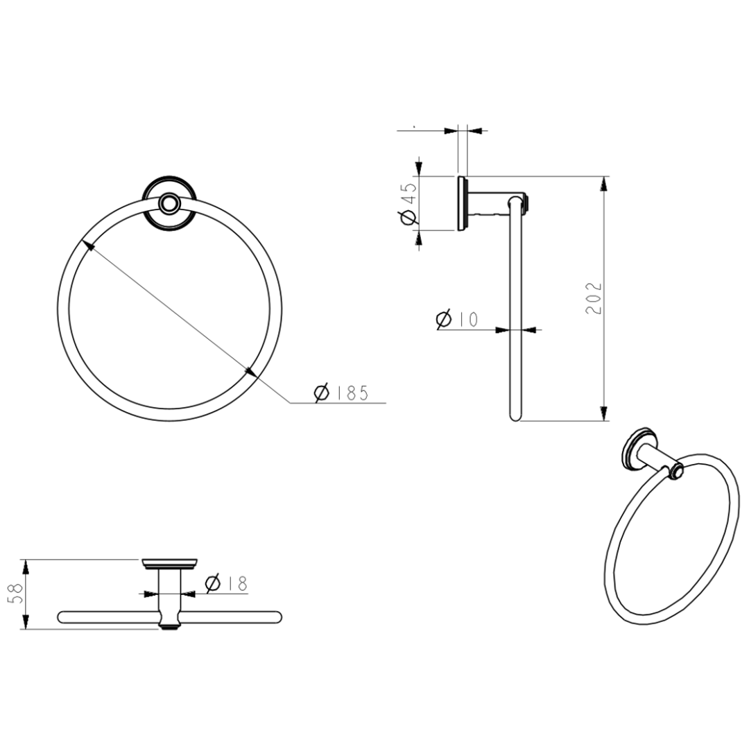 Bella Vista Mica Heritage Towel Ring Chrome