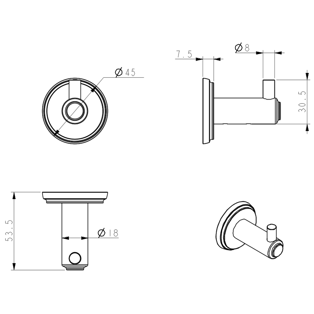 Bella Vista Mica Heritage Robe Hook - Brushed Nickel