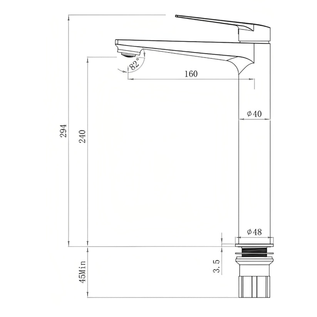 Otti Zevio Tall Basin Mixer Matte Black