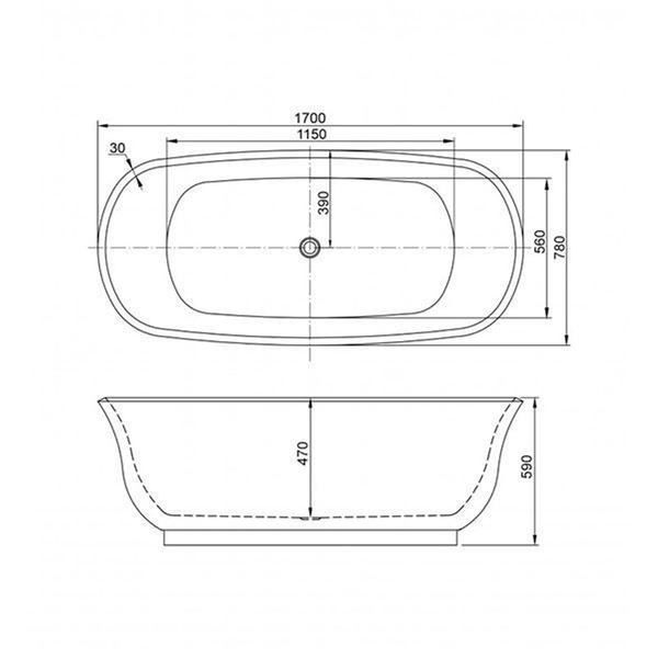 Belbagno Baden Freestanding Bath Gloss White 1700mm