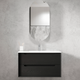 Otti Byron 900X460X550 Wall Hung Black Oak Plywood Vanity With Slimline Ceramic Top