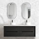Otti Byron 1500X460X550 Wall Hung Black Oak Plywood Cabinet For Double Bowls Basin