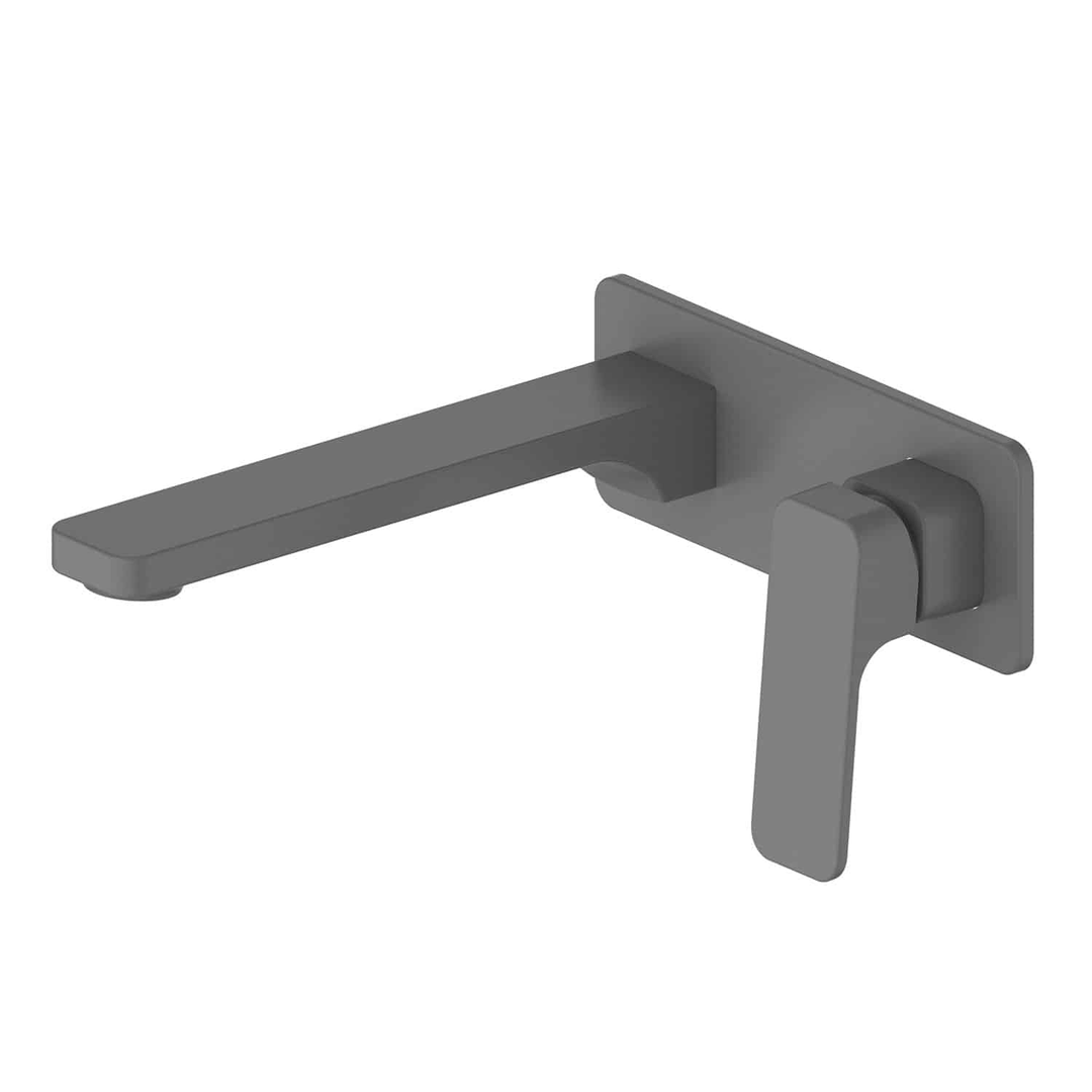 Greens Swept Wall Basin Mixer with Plate Fixed Spout Gunmetal